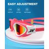 ZIONOR Kids Swim Goggles, G1 MINI UV Protection Anti-Fog Polarized Swimming Goggles for Age 6-14(A3(mirrored Red Lens + Pinkwhite Frame))