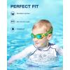 ZIONOR Kids Swim Goggles, G1 MINI UV Protection Anti-Fog Polarized Swimming Goggles for Age 6-14(A6(mirrored Gold Lens + Yellowgreen Frame))