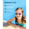 ZIONOR Kids Swim Goggles, G1 MINI UV Protection Anti-Fog Polarized Swimming Goggles for Age 6-14(A9(bright Smoke Lens + Pinkwhite Frame))