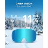 ZIONOR Ski Goggles, X12 100% OTG Snow Goggles Detachable Lens for Men Women Adult(A4-blue Frame Sapphire Cylindrical Lens Vlt 11% S3)