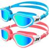 ZIONOR Kids Swim Goggles, 2 Packs G1MINI Polarized Swimming Goggles Girls/Boys(A-polarized Pinkgold + Bluegold)