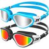 ZIONOR Kids Swim Goggles, 2 Packs G1MINI Polarized Swimming Goggles Girls/Boys(F-polarized Whitered + Bluesilver)