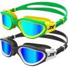 ZIONOR Kids Swim Goggles, 2 Packs G1MINI Polarized Swimming Goggles Girls/Boys(G-polarized Whiteblue + Greengold)