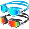 ZIONOR Kids Swim Goggles, 2 Packs G1MINI Polarized Swimming Goggles Girls/Boys(I-polarized Whitered + Bluegold)