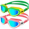 ZIONOR Kids Swim Goggles, 2 Packs G1MINI Polarized Swimming Goggles Girls/Boys(J-polarized Pinkgold + Greengold)
