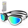 ZIONOR Kids Swim Goggles, G1 MINI UV Protection Anti-Fog Polarized Swimming Goggles for Age 6-14(A0(mirrored Gold Lens + Blackwhite Frame))