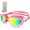 ZIONOR Kids Swim Goggles, G1 MINI UV Protection Anti-Fog Polarized Swimming Goggles for Age 6-14(A1(mirrored Gold Lens + Pinkwhite Frame))