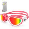 ZIONOR Kids Swim Goggles, G1 MINI UV Protection Anti-Fog Polarized Swimming Goggles for Age 6-14(A3(mirrored Red Lens + Pinkwhite Frame))
