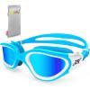 ZIONOR Kids Swim Goggles, G1 MINI UV Protection Anti-Fog Polarized Swimming Goggles for Age 6-14(B6(mirrored Blue Lens + Bluewhite Frame))