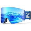 ZIONOR Ski Goggles, X12 100% OTG Snow Goggles Detachable Lens for Men Women Adult(A2-grey Frame Blue Cylindrical Lens Vlt 22% S2)