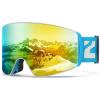 ZIONOR Ski Goggles, X12 100% OTG Snow Goggles Detachable Lens for Men Women Adult(A9-blue Frame Gold Cylindrical Lens Vlt 7% S4)