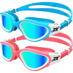 ZIONOR Kids Swim Goggles, 2 Packs G1MINI Polarized Swimming Goggles Girls/Boys(A-polarized Pinkgold + Bluegold)