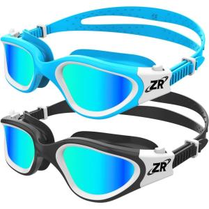 ZIONOR Kids Swim Goggles, 2 Packs G1MINI Polarized Swimming Goggles Girls/Boys(C-polarized Whitegold + Bluegold)