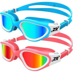 ZIONOR Kids Swim Goggles, 2 Packs G1MINI Polarized Swimming Goggles Girls/Boys(H-polarized Pinkred + Bluegold)