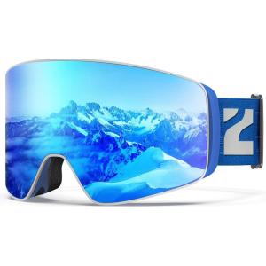 ZIONOR Ski Goggles, X12 100% OTG Snow Goggles Detachable Lens for Men Women Adult(A2-grey Frame Blue Cylindrical Lens Vlt 22% S2)