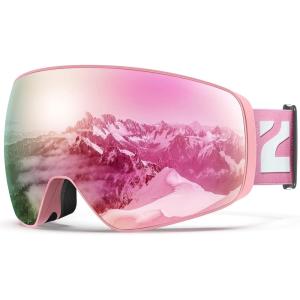 ZIONOR Ski Goggles, X12 100% OTG Snow Goggles Detachable Lens for Men Women Adult(A6-pink Frame Pink Toric Lens Vlt 6% S4)