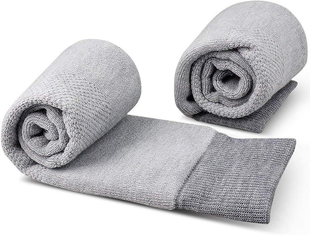 imageZIONOR 2 Pack Ski Snow Socks High Knee Merino Wool Warm Plush Padded Elastic Fast Dry for Men Women Skiing Snowboarding