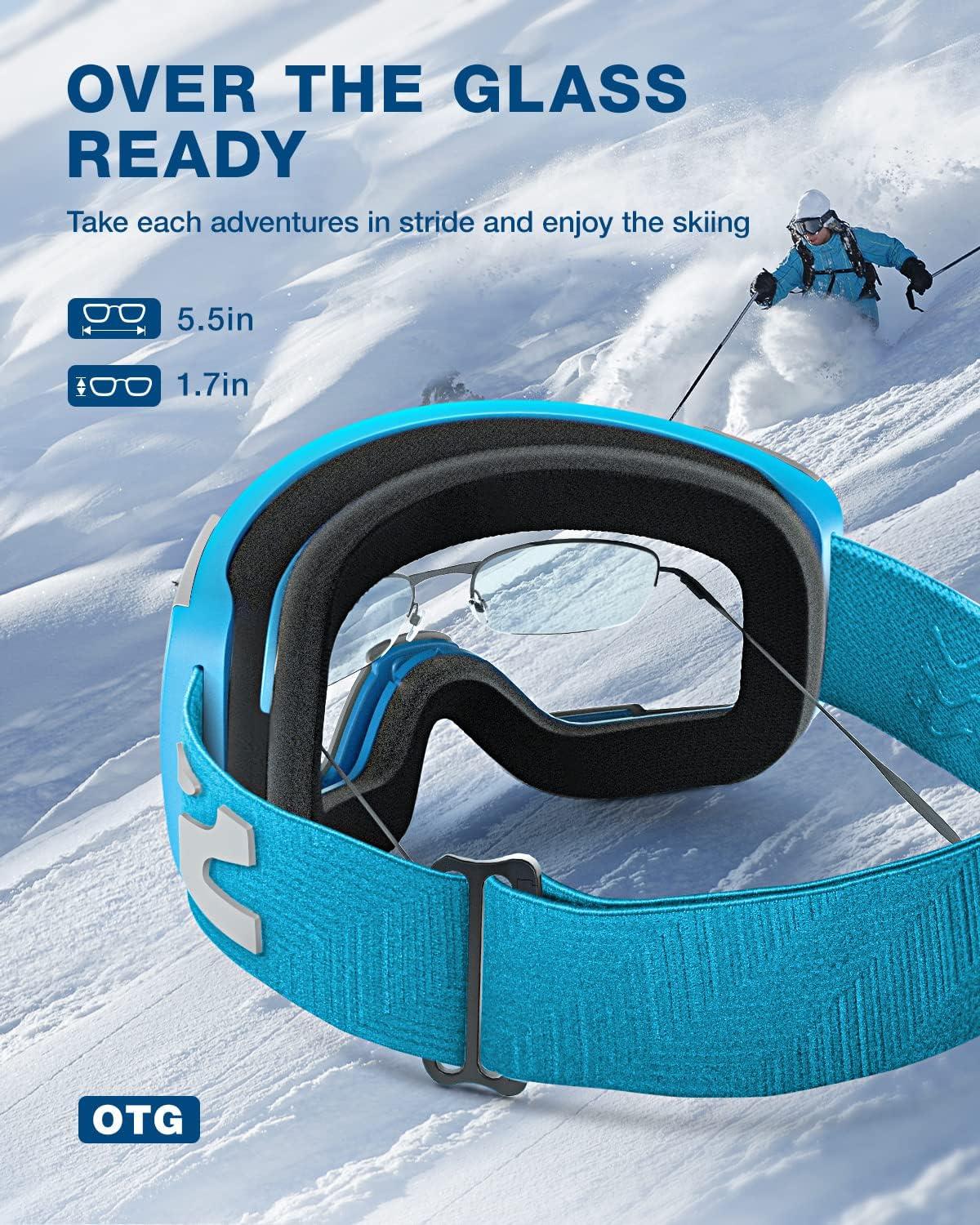 imageZIONOR Ski Goggles Z1 Zipon HD Lens Snow Snowboard Goggles for Men Women AdultEvlt 74 Gold Lens Blue Frame