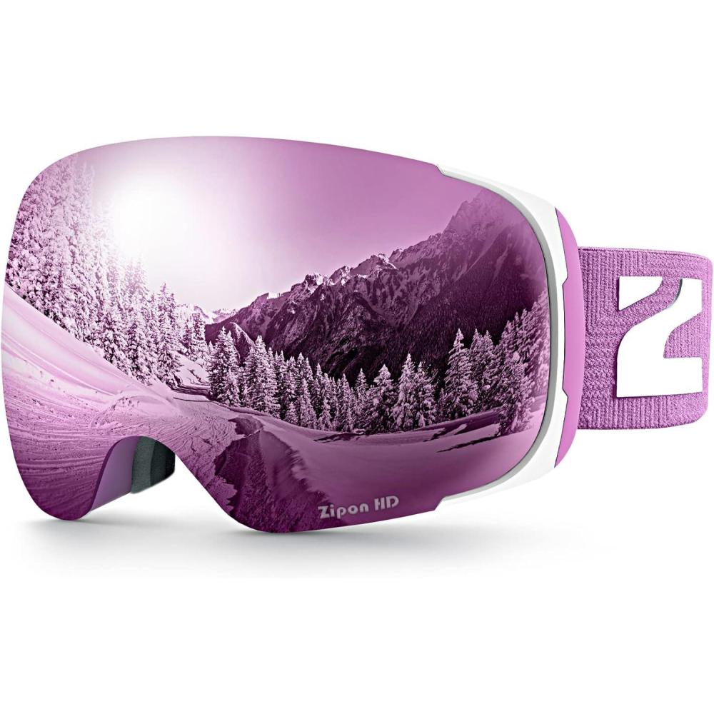 imageZIONOR Ski Goggles Z1 Zipon HD Lens Snow Snowboard Goggles for Men Women AdultFvlt 145 Purple Lens Purple Frame