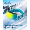 ZIONOR Ski Goggles, Z1 Zipon HD Lens Snow Snowboard Goggles for Men Women Adult(E(vlt 7.4%  Gold Lens  Blue Frame))