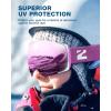 ZIONOR Ski Goggles, Z1 Zipon HD Lens Snow Snowboard Goggles for Men Women Adult(F(vlt 14.5%  Purple Lens  Purple Frame))
