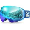 ZIONOR Ski Goggles, Z1 Zipon HD Lens Snow Snowboard Goggles for Men Women Adult(A(vlt 9.5%  Blue Lens  Blue Frame))