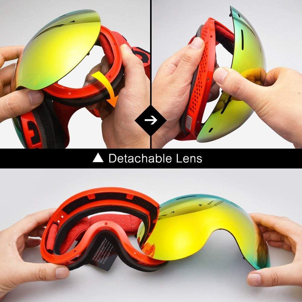 imageZIONOR X5 Ski Snowboard Snow Goggles for Men Women AntiFog UV Protection Spherical Dual Lens Design