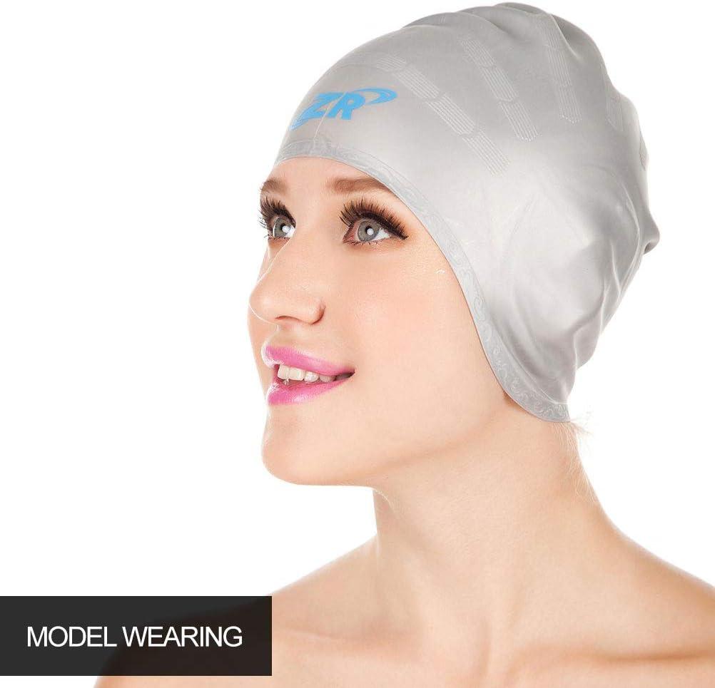 imageZIONOR Swim Caps C3 Durable Flexible Silicone Swimming Caps for Short Hair Comfortable Fit for Women Men Youthgray