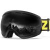 ZIONOR X10 Ski Snowboard Snow Goggles OTG for Men Women Youth Anti-fog UV Protection (VLT 17% Black Frame Black Lens)