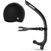 ZIONOR Swim Snorkel for Lap Swimming with Swim Cap, Snorkeling Gear for Adults, Swimming Training in Pool, Open Water(Black + Black Cap)