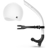 ZIONOR Swim Snorkel for Lap Swimming with Swim Cap, Snorkeling Gear for Adults, Swimming Training in Pool, Open Water(White + White Cap)