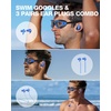 ZIONOR G1 Lite Polarized Swimming Goggles with 3 Pairs Earplugs, Anti-Fog UV Protection Swim Goggle for Adult Men Women Youth(A5（blue-clear+e3-bu）)