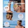 ZIONOR G1 Lite Polarized Swimming Goggles with 3 Pairs Earplugs, Anti-Fog UV Protection Swim Goggle for Adult Men Women Youth(B0（yellowgreen-coffeegold+e3-orange）)