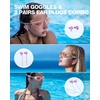 ZIONOR G1 Lite Polarized Swimming Goggles with 3 Pairs Earplugs, Anti-Fog UV Protection Swim Goggle for Adult Men Women Youth(B2（pink-clear+e3-purple）)
