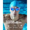 ZIONOR G1 Lite Polarized Swimming Goggles with 3 Pairs Earplugs, Anti-Fog UV Protection Swim Goggle for Adult Men Women Youth(B4（bluewhite-blue+e3-bu）)