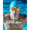 ZIONOR G1 Lite Polarized Swimming Goggles with 3 Pairs Earplugs, Anti-Fog UV Protection Swim Goggle for Adult Men Women Youth(B7（yellowgreen-red+e3-orange）)