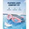 ZIONOR Kids Swim Goggles with Bungee Strap, G1mini Go Crystal Lens Anti-Fog Comfortable Kids Goggles for Swimming Age 3-8(A0-pink Frame Clear Lens)