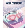 ZIONOR Kids Swim Goggles with Bungee Strap, G1mini Go Crystal Lens Anti-Fog Comfortable Kids Goggles for Swimming Age 3-8(A0-pink Frame Clear Lens)