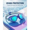 ZIONOR Kids Swim Goggles with Bungee Strap, G1mini Go Crystal Lens Anti-Fog Comfortable Kids Goggles for Swimming Age 3-8(A1-blue Frame Gold Lens)