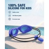 ZIONOR Kids Swim Goggles with Bungee Strap, G1mini Go Crystal Lens Anti-Fog Comfortable Kids Goggles for Swimming Age 3-8(A1-blue Frame Gold Lens)