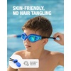 ZIONOR Kids Swim Goggles with Bungee Strap, G1mini Go Crystal Lens Anti-Fog Comfortable Kids Goggles for Swimming Age 3-8(A1-blue Frame Gold Lens)
