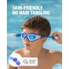 ZIONOR Kids Swim Goggles with Bungee Strap, G1mini Go Crystal Lens Anti-Fog Comfortable Kids Goggles for Swimming Age 3-8(A2-bluewhite Frame Blue Lens)