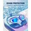 ZIONOR Kids Swim Goggles with Bungee Strap, G1mini Go Crystal Lens Anti-Fog Comfortable Kids Goggles for Swimming Age 3-8(A2-bluewhite Frame Blue Lens)
