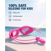 ZIONOR Kids Swim Goggles with Bungee Strap, G1mini Go Crystal Lens Anti-Fog Comfortable Kids Goggles for Swimming Age 3-8(A3-purplepink Frame Purple Lens)