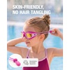 ZIONOR Kids Swim Goggles with Bungee Strap, G1mini Go Crystal Lens Anti-Fog Comfortable Kids Goggles for Swimming Age 3-8(A3-purplepink Frame Purple Lens)