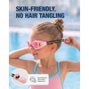 ZIONOR Kids Swim Goggles with Bungee Strap, G1mini Go Crystal Lens Anti-Fog Comfortable Kids Goggles for Swimming Age 3-8(A4-pink Frame Purple Lens)