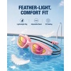 ZIONOR Kids Swim Goggles with Bungee Strap, G1mini Go Crystal Lens Anti-Fog Comfortable Kids Goggles for Swimming Age 3-8(A4-pink Frame Purple Lens)