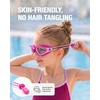 ZIONOR Kids Swim Goggles with Bungee Strap, G1mini Go Crystal Lens Anti-Fog Comfortable Kids Goggles for Swimming Age 3-8(A5-purplepink Frame Clear Lens)