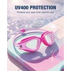 ZIONOR Kids Swim Goggles with Bungee Strap, G1mini Go Crystal Lens Anti-Fog Comfortable Kids Goggles for Swimming Age 3-8(A5-purplepink Frame Clear Lens)