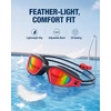 ZIONOR Kids Swim Goggles with Bungee Strap, G1mini Go Crystal Lens Anti-Fog Comfortable Kids Goggles for Swimming Age 3-8(A6-blackred Frame Red Lens)